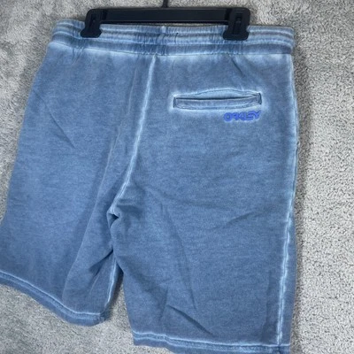 Pantalones Cortos Oakley Terry Hombres 34x9 Azul Ácido Lavado Cordón Logo Elástico Cintura Jogger Foto 1 de 4