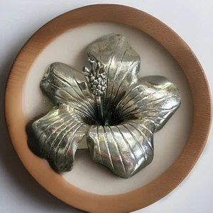 Lovely Sterling Hibiscus Brooch Signed Baray & Co Honolulu - Imagen 1 de 4