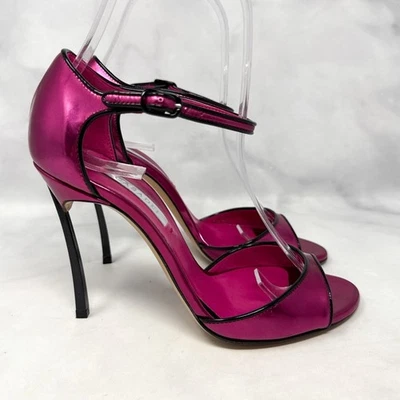 CASADEI Candylux Hoja Cromo Metálico Correa de Tobillo Stiletto Sandalia Tacones Rosa 35 Foto 1 de 4