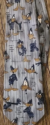 Warner Brothers Daffy Duck Vtg Tie 100% Silk - Image 1 of 3