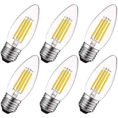 Luxrite E26 LED Candle Bulbs 60W Equivalent 2700K 550lm Dimmable 6-Pack - Image 1 of 4