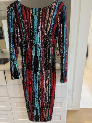 Vestido The Population Lentejuelas Espalda Abierta Talla Pequeña Negro Azul Rojo Multicolor Foto 1 de 4