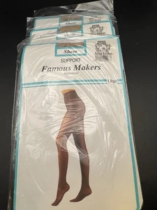 3 Pair SHEER FAMOUS MAKER Beige PANTYHOSE (Med-TALL 5' 2"-5'8”) 100- 1651bs - Picture 1 of 9