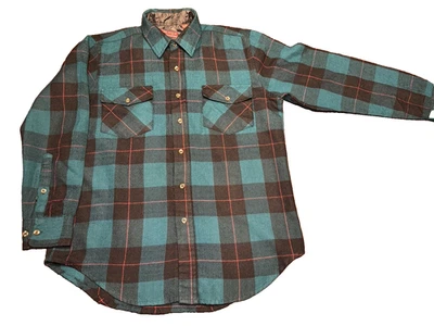 Camisa Allen Wickfield De Colección Para Hombres Grande Lana Acrílico Franela Abotonada Verde Foto 1 de 4