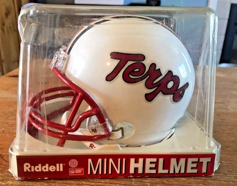 Maryland Terrapins Riddell Mini Helmet White with Red Script Logo Vintage Terps Cover