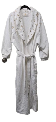 Roupão feminino Stan Herman super pelúcia envoltório ouro branco estrelas decote 1X LEIA - Imagem 1 de 4