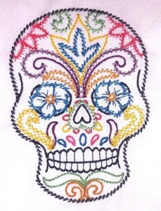 FIESTA AZÚCAR CALAVERA MÁQUINA BORDADA HARINA SACO PLATO TOALLA - Imagen 1 de 2