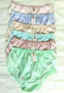 x6 Vintage Panties Hi Briefs Nylon Satin Lace Bikini Sissy Underwear Knickers XL - Picture 1 of 12
