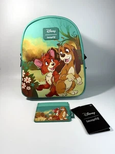 Loungefly Disney The Fox & The Hound Duo Tod & Copper Mini Backpack +Cardholder - Picture 1 of 9