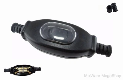 Schnur-Zwischenschalter Schwarz IP65, 2-polig, 3 A, 250 V~, Passt für LED, SMD - Bild 1 von 4