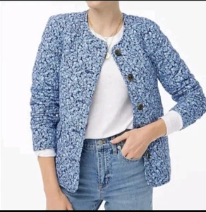 J. Crew Factory Women's Blue Ditsy Floral Quilted Jacket Size 6 Preppy Cotton177 - Picture 1 of 9