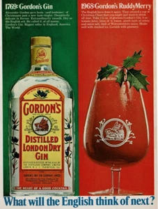 1968 Vintage Print Ad Gordon's London Dry Gin RuddyMerry What English think next - Picture 1 of 2