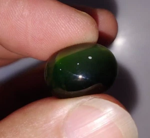 Cabochon occhio di gatto giada nefrite verde naturale 14 ct pietra preziosa sciolta dal Pakistan - Foto 1 di 7
