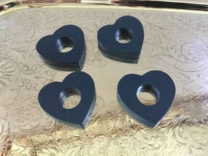 4 Dark Blue Heart Shaped Wooden Napkin Rings - Picture 1 of 10