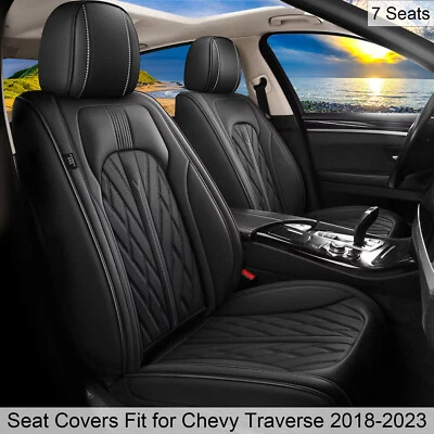 Car Seat Covers Waterproof Faux Leather Fit for Chevy Traverse 2018-2023 7 Seats - Image 1 of 4