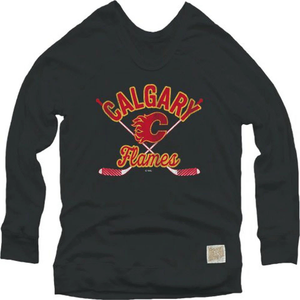Original Retro Brand NHL Calgary Flames Women's Pullover Sweatshirt, Small, B... - Image 1 of 1