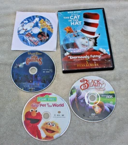 5 LOT CHILDREN’S DVD’s CAT IN HAT, BLACK BEAUTY, SESAME STREET, VEGGIE TALES + - Imagen 1 de 6