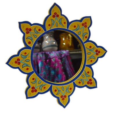 Марокканский зеркало ручная роспись ванная комната комод настенного декора ручной работы мед желтый - Изображение 1 из 4