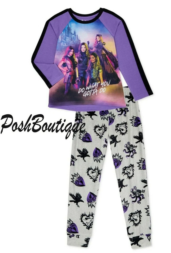 Nuevo con etiquetas Juego de 3 pijamas para niñas Disney Descendientes 6 8 10 12 14 Audrey Evie Uma Mal  Foto 1 de 3