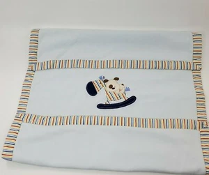 Vitamins Baby Blanket Blue Striped Rocking Horse Dog Puppy Fleece Boy B21 - Picture 1 of 3