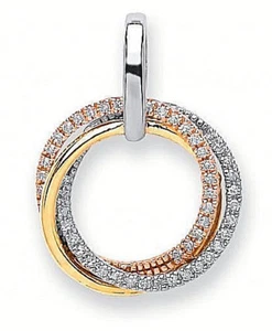 JUEGO DE CÍRCULOS DE DIAMANTES DE 0,15 QUILATES CON MARCAS BLANCAS, AMARILLAS Y ORO ROSA - Imagen 1 de 9