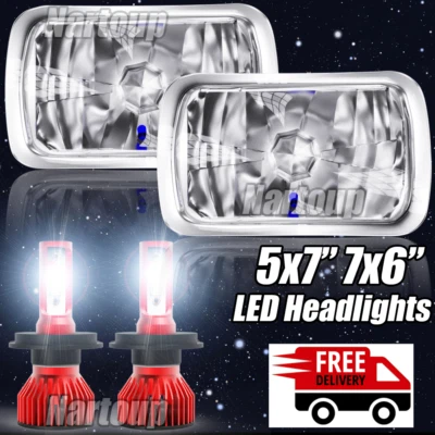 Pair White 5x7'' 7X6" LED Headlight DRL Headlamp Fit Mazda B2200 B2600 RX-7 Foto 1 de 4