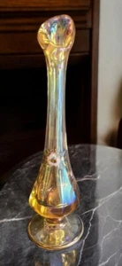 Jarrón de vidrio FENTON pintado a mano dorado 50 aniversario - Imagen 1 de 6