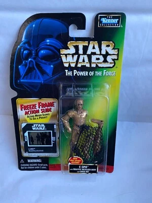 STAR WARS POWER OF THE FORCE C-3PO W/ CARGO NET FIGURE GREEN CARD FREEZE FRAME - Image 1 of 4