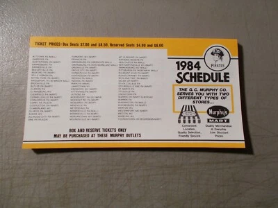 LOT OF 55 PITTSBURGH PIRATES POCKET SCHEDULES ALL FROM 1984 - Image 1 of 4