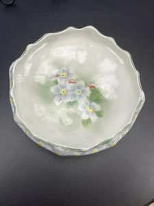 Vintage K & G Pommier Luneville France Bowl Flowered Scalloped Edges & gold trim - Picture 1 of 9