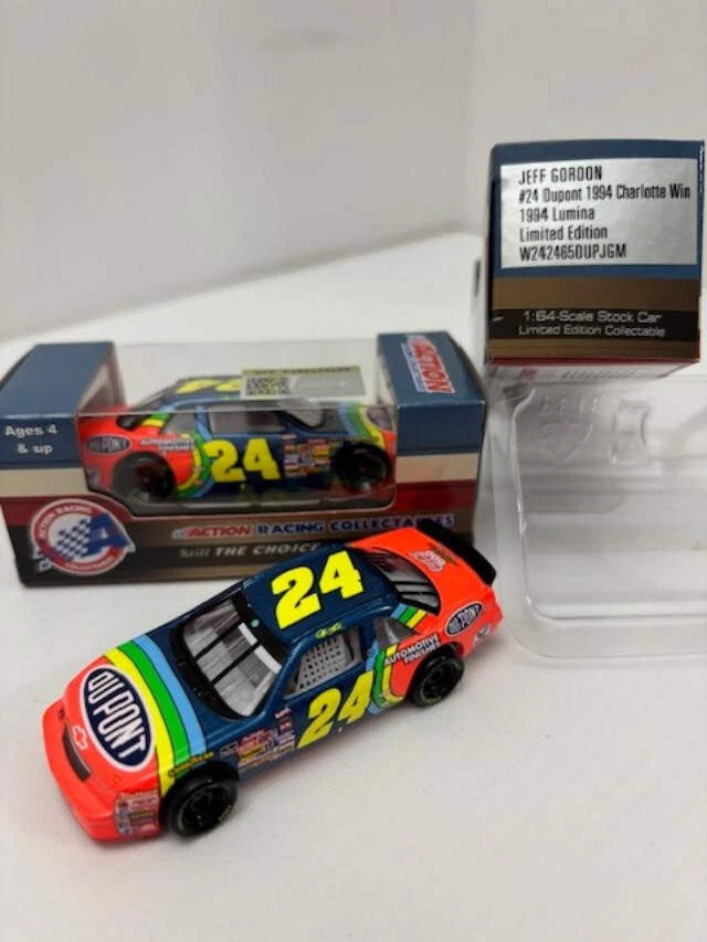 1ST CUP WIN NASCAR 1994 JEFF GORDON #24 CHARLOTTE RACE WIN DUPONT 1/64 CAR - Image 1 of 1