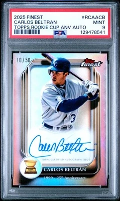 2025 TOPPS FINEST TOPPS ROOKIE CUP AUTOGRAPHS CARLOS BELTRAN 10/50 PSA 9 - Image 1 of 2