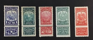 Guatemala XF MVLH 5 Different revenue stamps Fiscal 4-22-22 (W58) - Picture 1 of 2