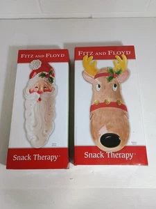 Fitz and Floyd snack therapy Santa and Reindeer server or hang on wall - Picture 1 of 11