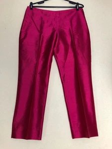 Lauren Ralph Lauren 100% Silk Hot Pinkish Purple Tinge Dress Pants 12P Side Zip - Picture 1 of 9