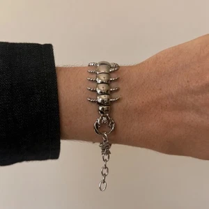 Y2K Silver Stainless Steel Skeleton Bracelet Lobster Clasp Unisex Edgy Accessory - Picture 1 of 9