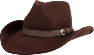 MIX BROWN Western Cowboy Hat for Men & Women 100% Wool 7 3/8, Black Brown  - Picture 1 of 5