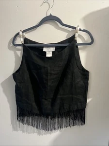 Valentina Shah Leinen Crop Top mit Perlen Trägern Gr. S/M - Bild 1 von 10