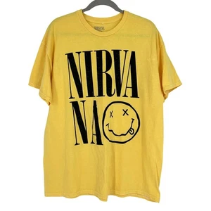 Nirvana Nevermind Smiley Grunge Tee Yellow XL Official Merch - Picture 1 of 6