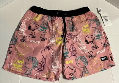 Neff Peanuts Print Pink Swim Trunks Board Shorts Woven Volley Shorts Men’s Small - Image 1 of 4