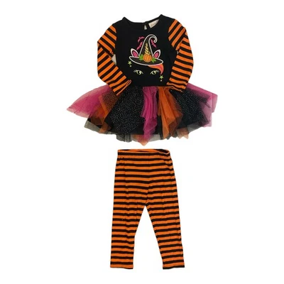 Conjunto de túnica y leggings tutú de Halloween con apliques de niña Emily Rose Foto 1 de 2