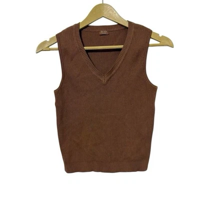Brandy Melville John Galt Marrón Acanalado Tejido Cuello en V Suéter Chaleco Camiseta sin Mangas Neutro Foto 1 de 4