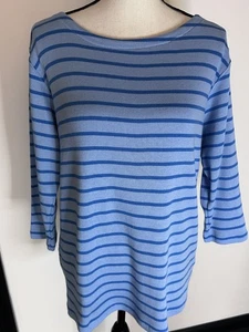 L.L.Bean Women’s Blue Striped Pullover Sweater 100% Cotton Sz. XL Reg - Picture 1 of 13