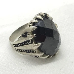 Bold Vintage Sterling Silver 925 Mens Ring Effects of use Black Onyx Stone SZ 10 - Picture 1 of 6