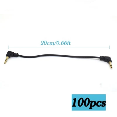 100pcs Right Angle 20cm 2.5mm Stere Male To 2.5mm Male Aux Audio Adapter Cable - Image 1 of 3