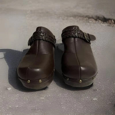 Zapatos Gruesos Route 66 Marrón Talla 8.5M Zuecos Años 90 Y2K Cuña Marrón Mules Foto 1 de 4