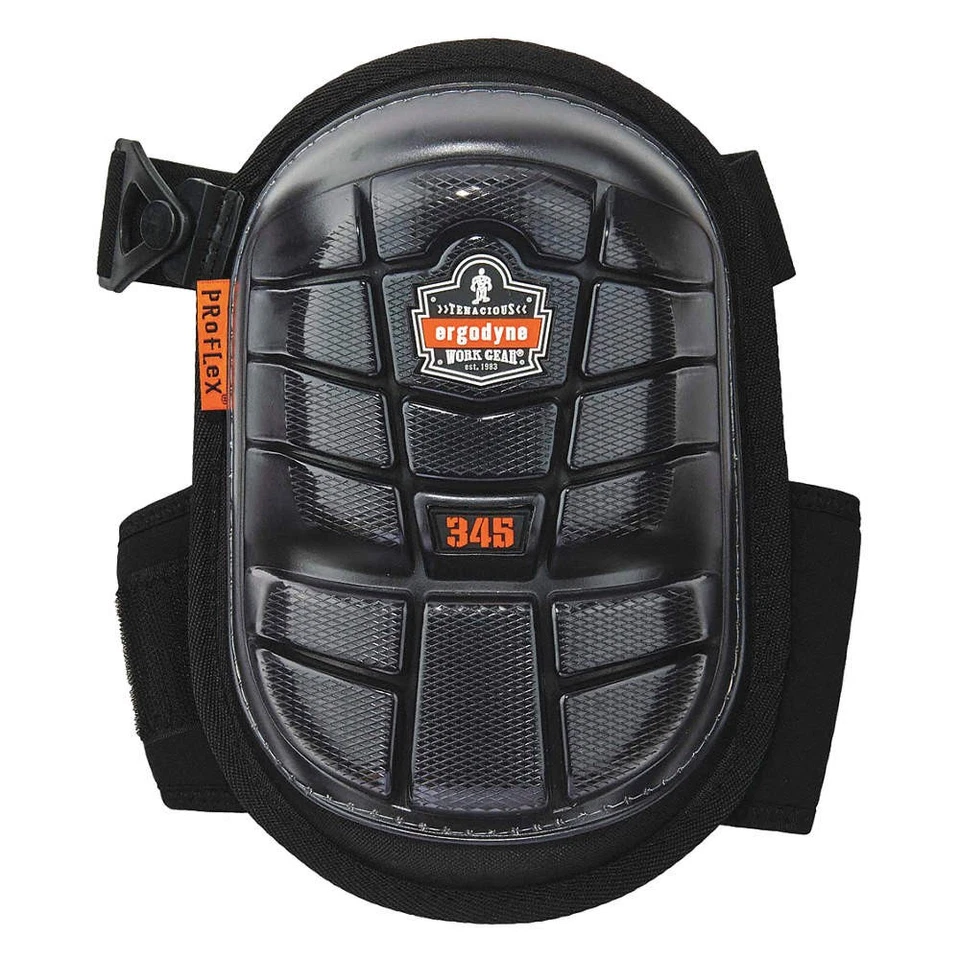 PROFLEX BY ERGODYNE 345 Knee Pad,UNIV,Clip,Hook/Loop,Black,PR 53PZ82 - Image 1 of 1