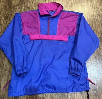 Chaqueta cortavientos vintage años 80 Merit para hombre L azul fucsia bloque de color empaquetable Foto 1 de 4