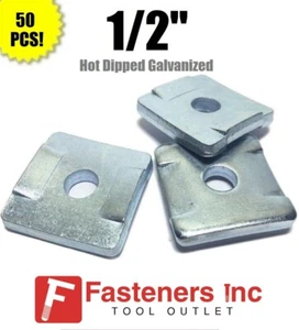 (4608G) P2864 1/2" Hot Dip Galvanized Square Washers W/ Guides 4 Unistrut QTY 50 - Picture 1 of 3