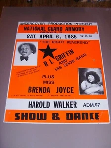 R L GRIFFIN - BRENDA JOYCE - SOUL VINTAGE POSTER 1985 GREENVILLE,TEXAS ORIGINAL - Picture 1 of 4